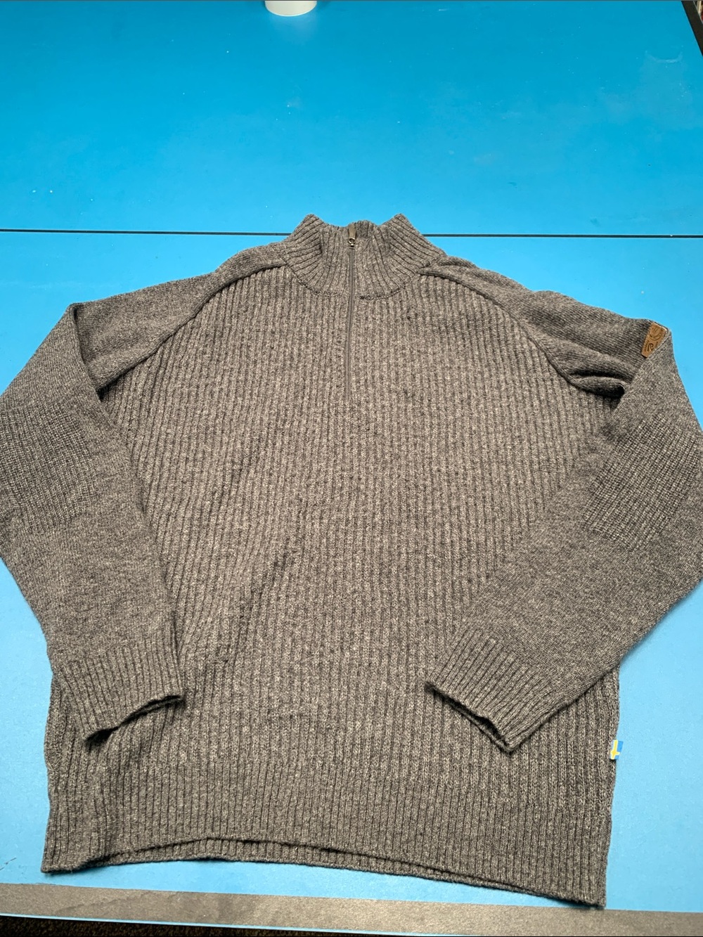 Ivanhoe of Sweden Men's Half-Zip Ribbed Sweater - Gray